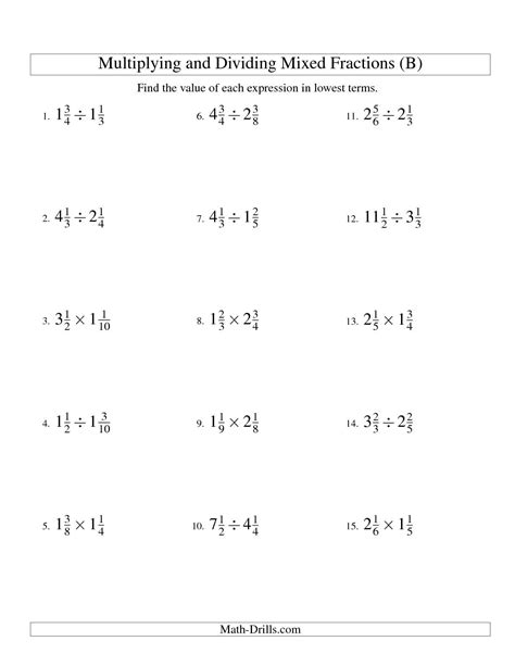 Multiplying And Dividing Fractions A Grade 5 Math Worksheets