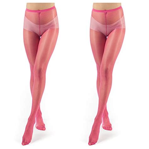Elsayx Women S Shiny Glossy Pantyhose Lingerie Tights Without Cotton Pad 2 Pairs Rose One Size