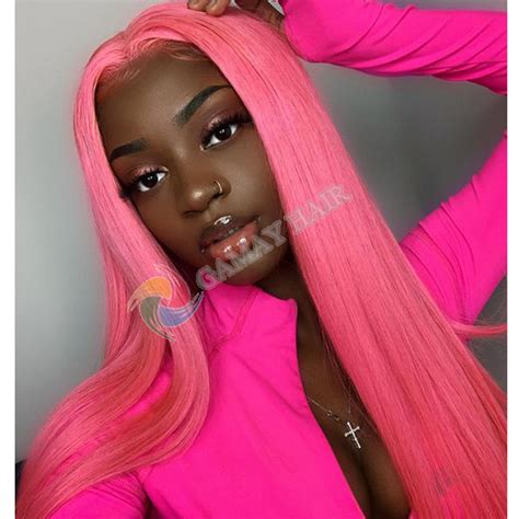 Gamay Hair Hot Pink Synthetic Lace Front Wigs Long