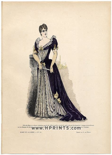 Lart Et La Mode 1890 N°16 G De Billy Colored Fashion Lithograph