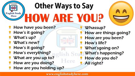 Other Ways To Say How Are You English Study Here