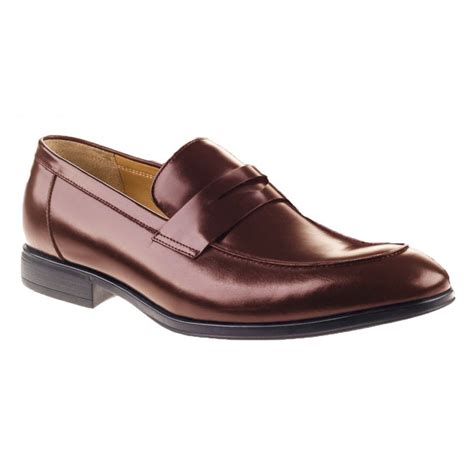 Steptronic Mens Frost Burgundy Leather Slip On Formal Shoes