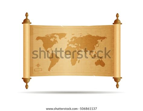 Vintage Parchment Scroll World Map Vector Stock Vector Royalty Free