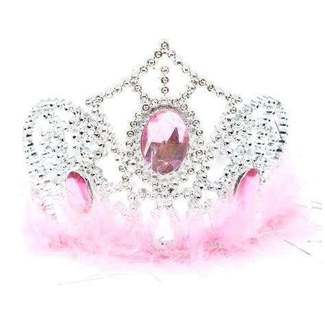 Plastic Princess Gemstone Tiara With Boa Silverpink 4 12 Inch