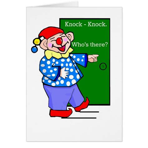 Cartoon Clown Knock Knock Joke Birthday Card Zazzle