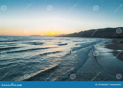 Sunset On The Beach Beautiful Pacific Ocean Pismo Beach California
