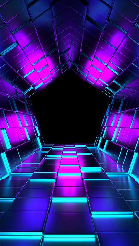 Pentagon Tunnel With Neón Lights Wallpaper 4k Ultra Hd Id3480