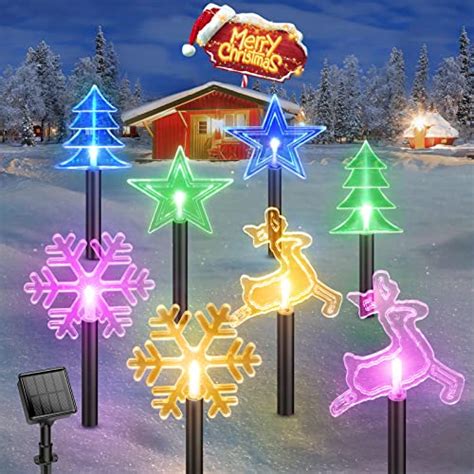 Christmas Decorations Solar Stake Lights 8 Pack Solar Christmas