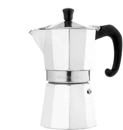 Bellemain Stovetop Espresso Maker Moka Pot White 6 Cup