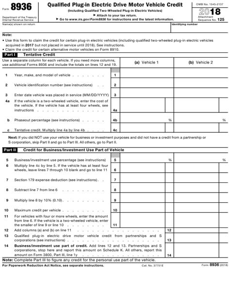 Tax Form For Federal Tax Rebate For Plug-in Car