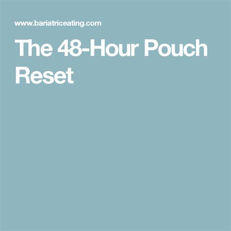 48 Hour Pouch Reset Plan Pdf Pouch Reset Reset Bariatric