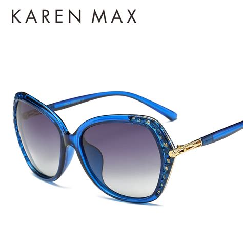 Karen Max 2017 Fashion Cat Eye Sunglasses Women Blue Frame Gradient