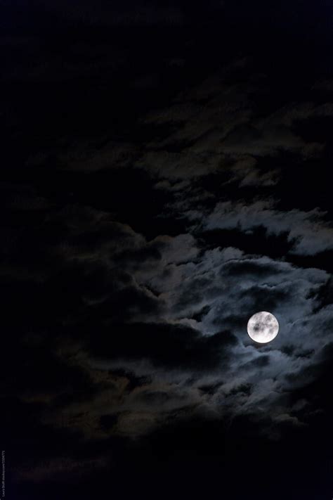 Full Moon In Cloudy Night Sky Night Sky Moon Night Clouds Sky And
