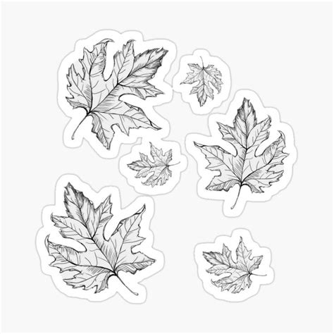 Fall Leaves Colorable Sticker Pack Set Of 4 Sticker By Theautumninspo