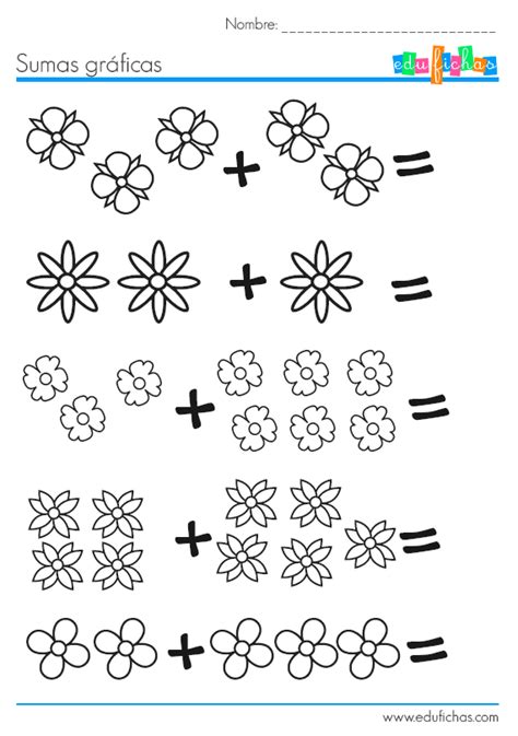 Llamamos suma o adición, a la acción de añadir o agregar elementos o cosas. Sumas con dibujos de flores. Fichas de matemáticas para ...