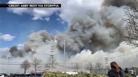 Plumes Of Smoke Billow From Forest Fire In Ocean County New Jersey