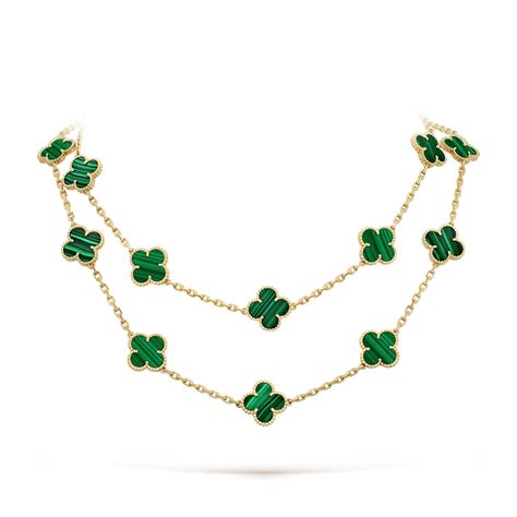 Van Cleef Arpels Vintage Alhambra Malachite And Diamond Necklace 20