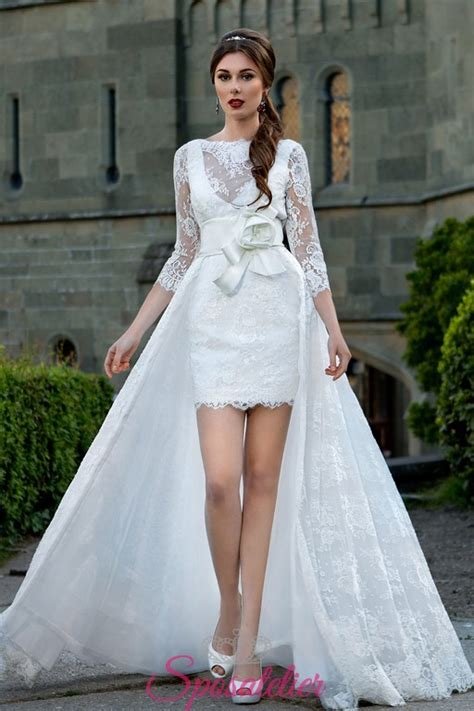 Gli abiti da cerimonia corti sono perfetti per i matrimoni di giorno e nel primo pomeriggio, da abbinare a borse nella stessa colorazione. vestiti da sposa corti davanti e lunghi dietro economici ...