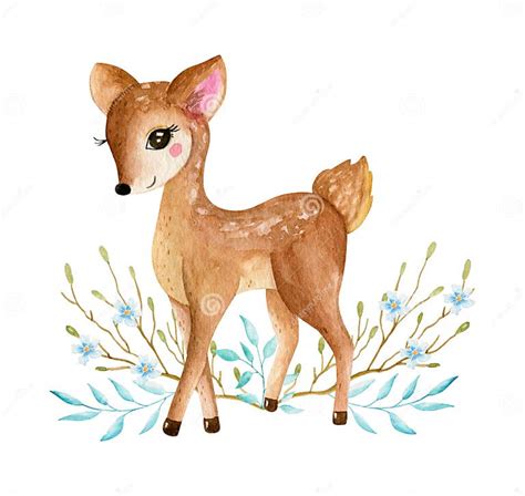 Cute Baby Deer Animal For Kindergarten Nursery Isolated Illustration