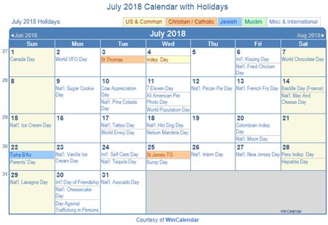 Print Friendly July 2018 Us Calendar For Printing