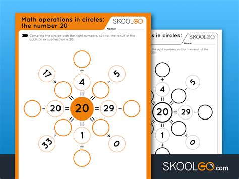 Math Operations In Circles The Number 20 Free Worksheet
