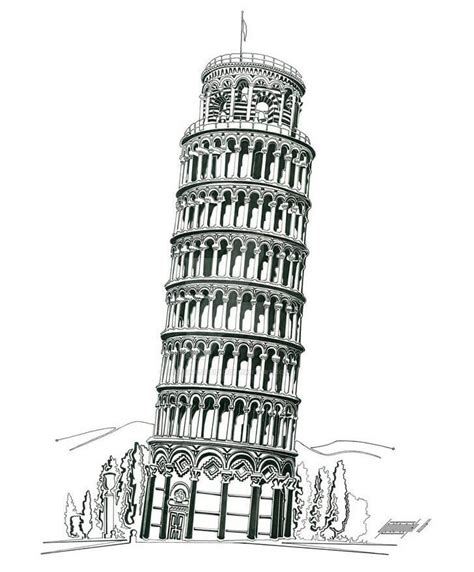 Dibujo De La Torre Inclinada De Pisa Para Colorear Dibujos Para My