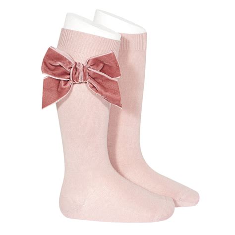 Socks With Velvet Bow For Girls Colour Pale Pink Cóndor Online Shop