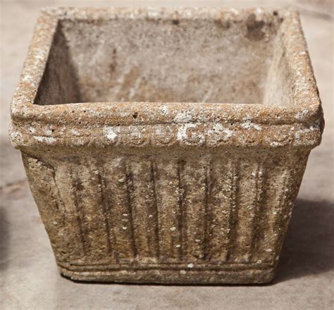 Four Weathered Cast Stone Planters At 1stdibs