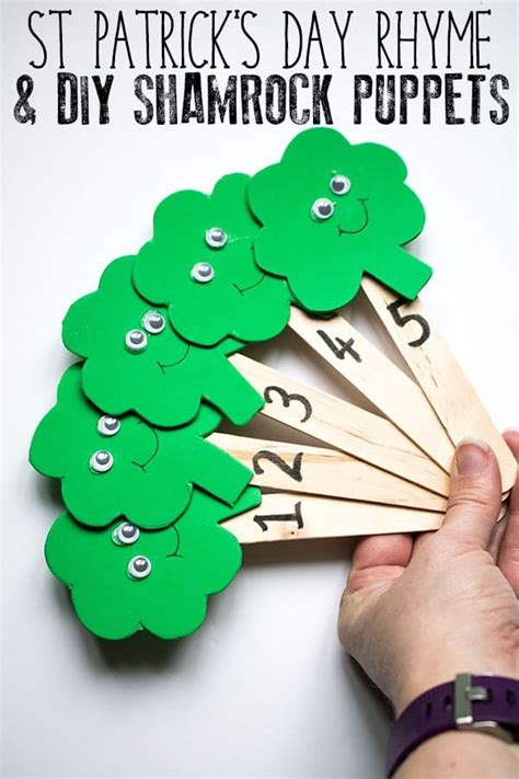 Patrick's day activities and st. DIY 5 Little Shamrock Puppets and Rhyme for St Patrick's ...
