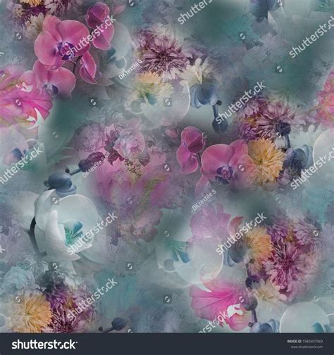 Digital Printing Textile Pattern Wallpaper Colorful Flower With