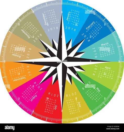 Colorful Calendar For 2018 Circular Design Stock Vector Image And Art