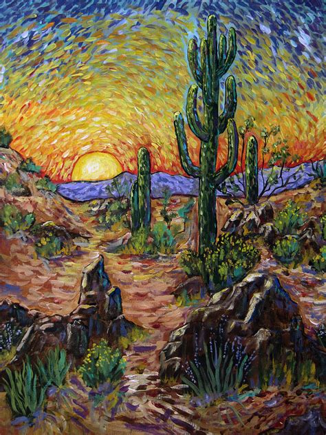 Saguaro Sunset Painting By Diane Deam Fine Art America