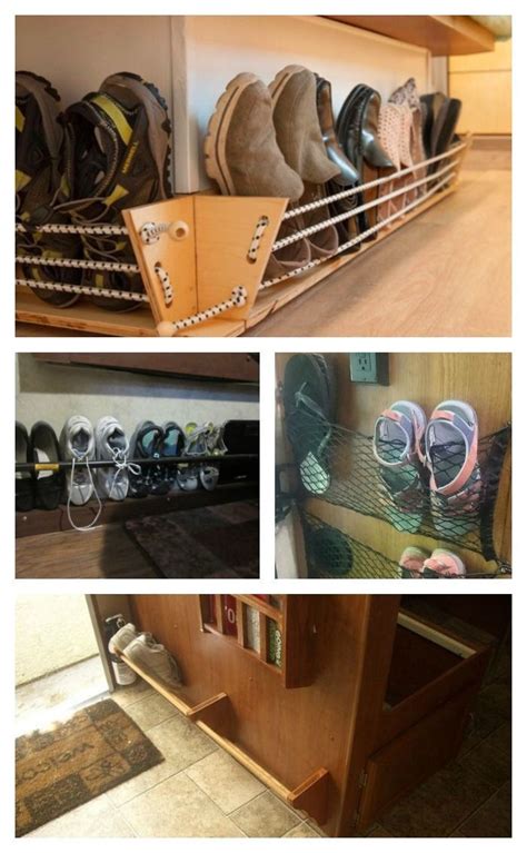 Anything left at the site will attract animals. RV Shoe Storage Ideas - - #CamperTrailers #Campers # ...