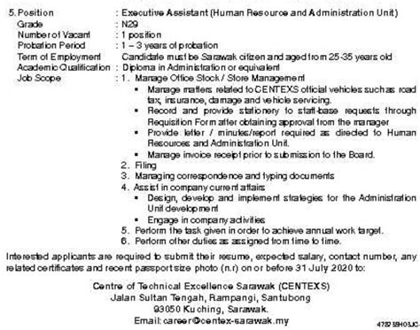 Government job exams, job application free download. Job Vacancy at Centre of Technical Excellence Sarawak ...