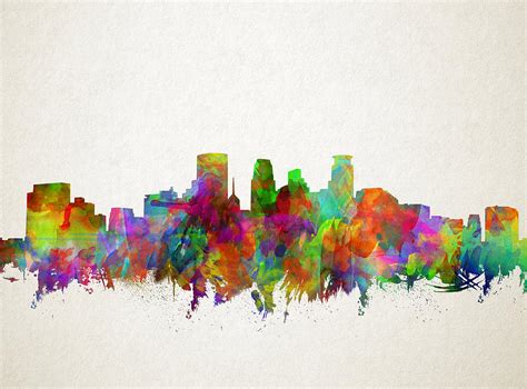 Minneapolis Skyline Watercolor 2 Painting By Bekim Art