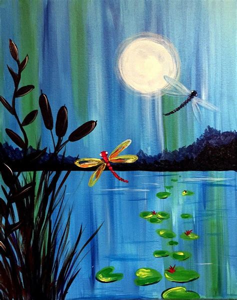 Water Dragonflies In The Night Painting With Tanya Dragonfly