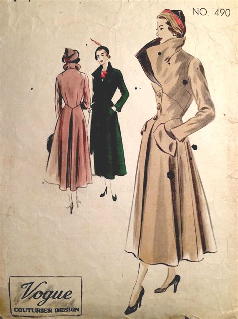 1950s Vintage Vogue Sewing Pattern B38 Coat 1387 The Vintage