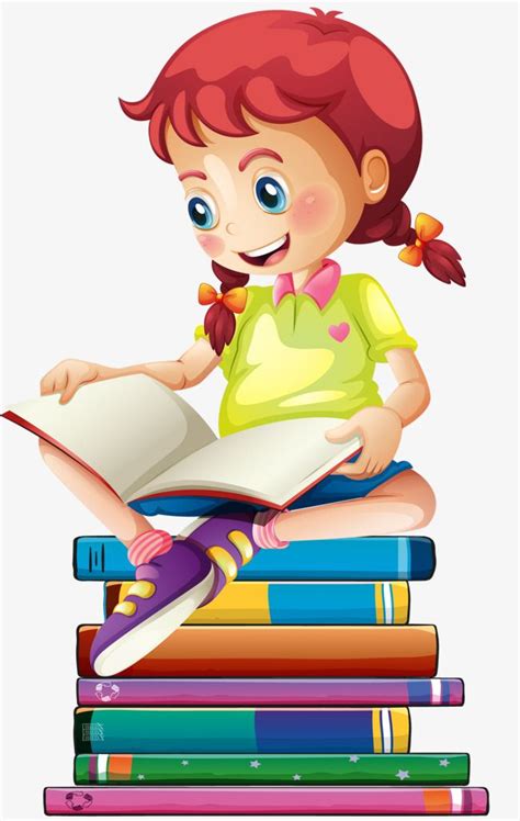A Girl Sitting On Top Of A Stack Of Books