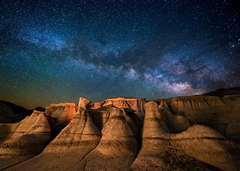 Landscape Nature Milky Way Galaxy Starry Night Desert Moonlight Long Exposure New Mexico