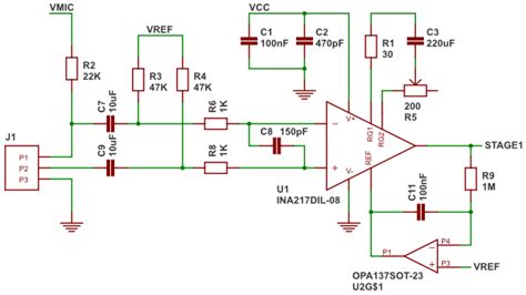 Electret Microphone Preamplifier Schematics