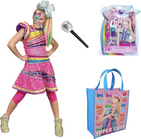 Fantasia De Vestido Jojo Siwa Sacola Reutilizável Microfone Conjunto