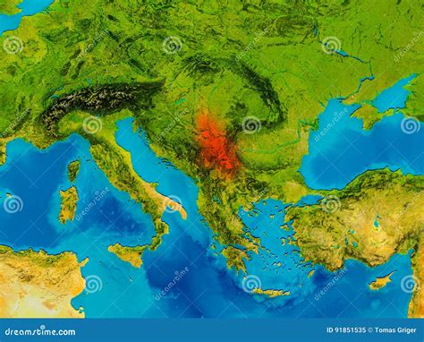 Serbia On Physical Map Stock Illustration Illustration Of Focus 91851535