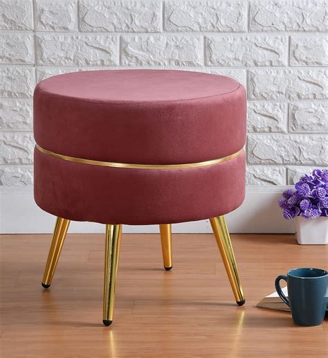 Homeaccex Metalic Ottoman Stool For Living Room Furniture With 4 Golden