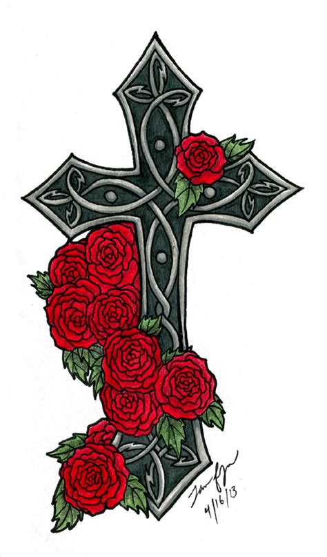 Cross Drawings With Roses Cross With Flowers Drawing At Getdrawings