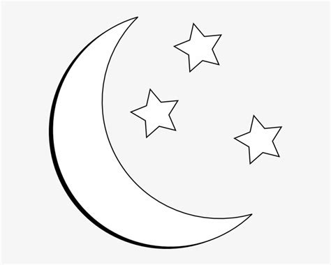 Moon Black And White Moon And Stars Outline Clip Art White Stars And