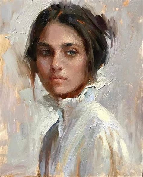 Oil Painting Of A Thoughtful Brunette Lady