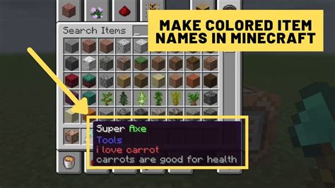 How To Make Colored Item Names In Minecraft Custom Colors On Items