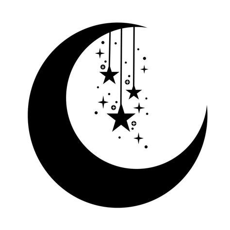 Crescent Moon With Stars Svg And Png Files For Cricut Etsy Sun And