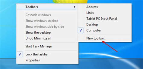 Add Quick Launch Toolbar In Windows 7