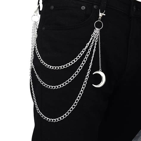Punk Pants Chain Pentagram Keychains For Men Women Jean Etsy